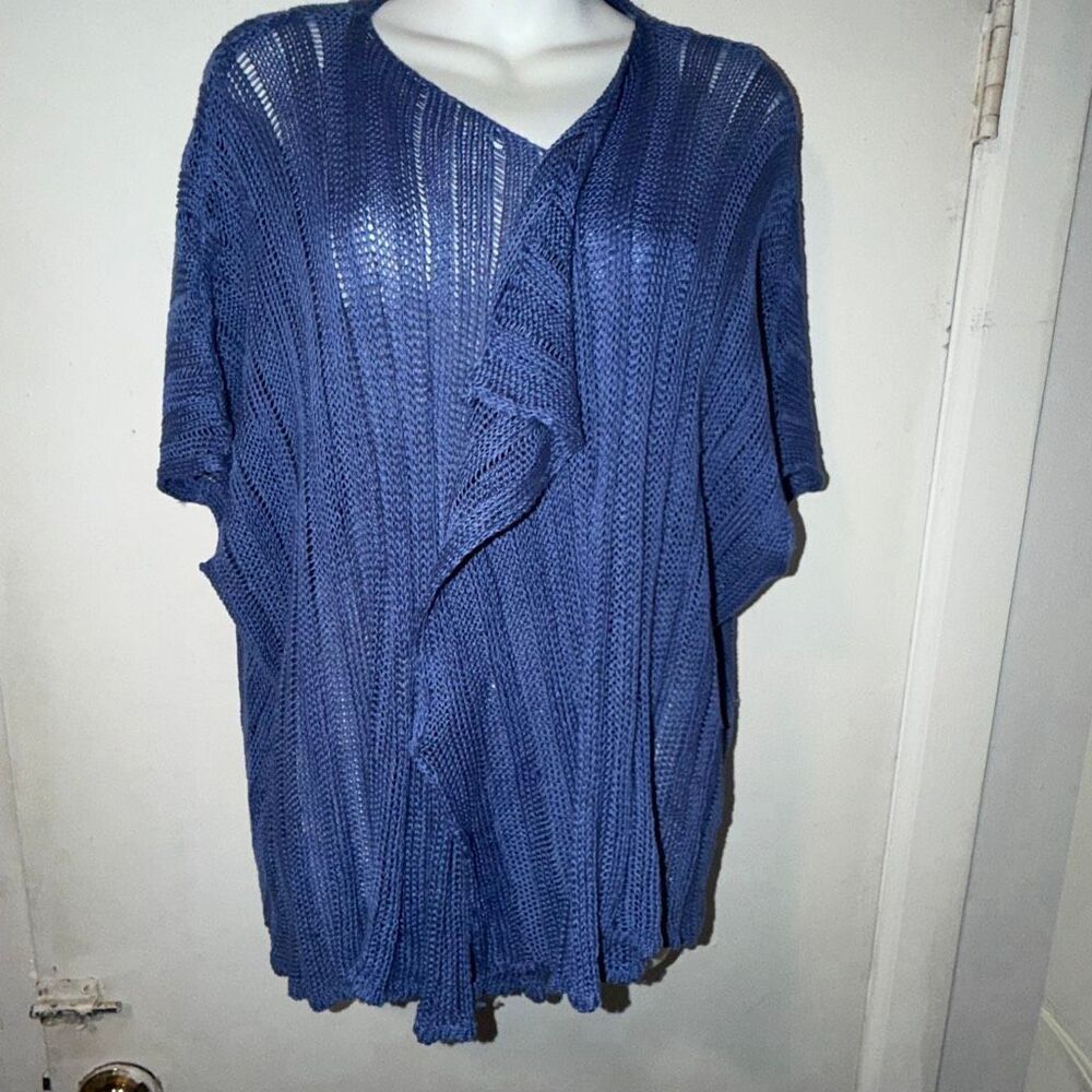 ZUZA BART Cornflower Blue Linen Knit Open Front Cardigan